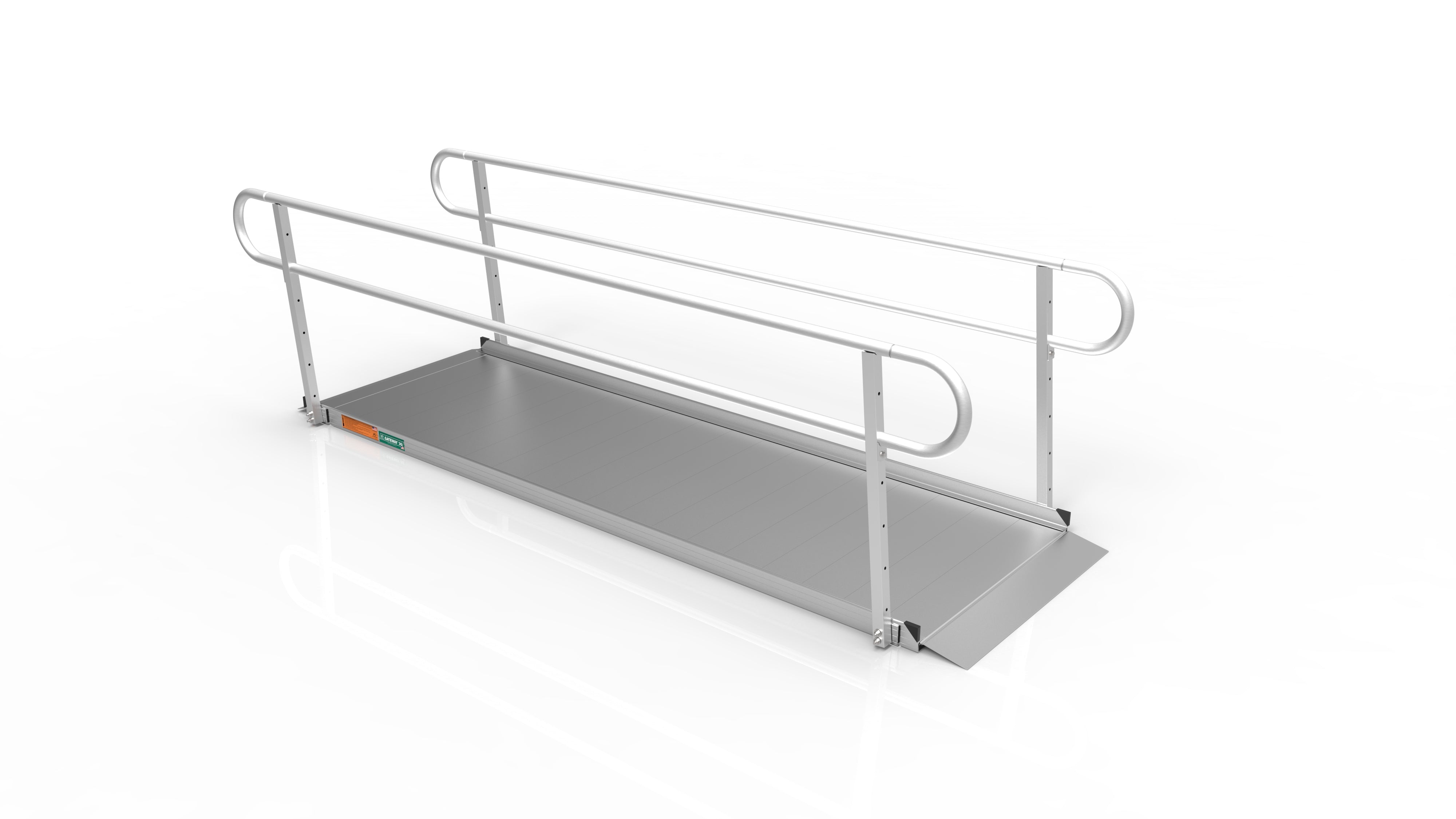 10 Foot RAMP Pristine Aluminum 2 Line Handrail