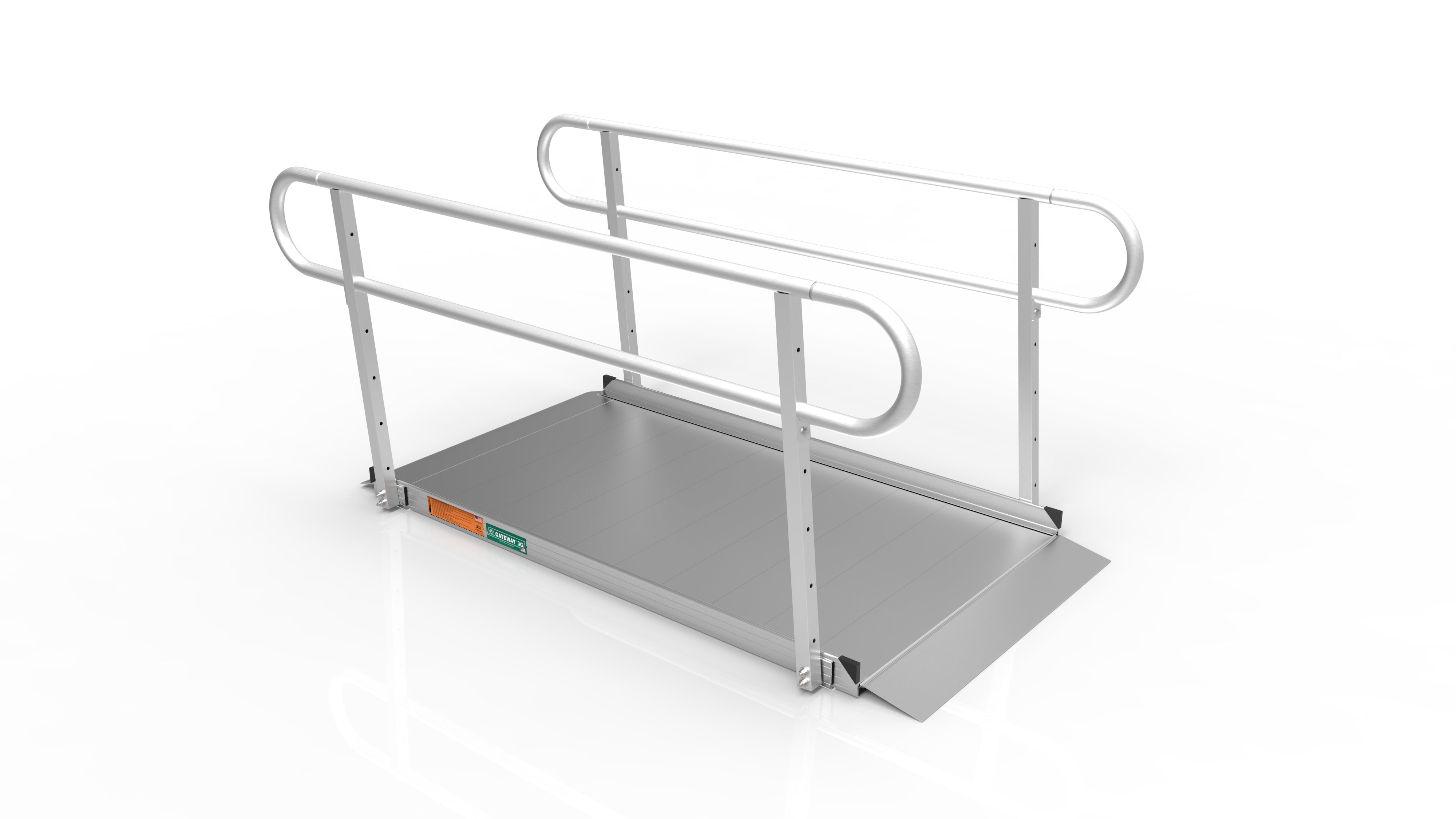 6 Foot RAMP Pristine Aluminum 2 Line Handrail