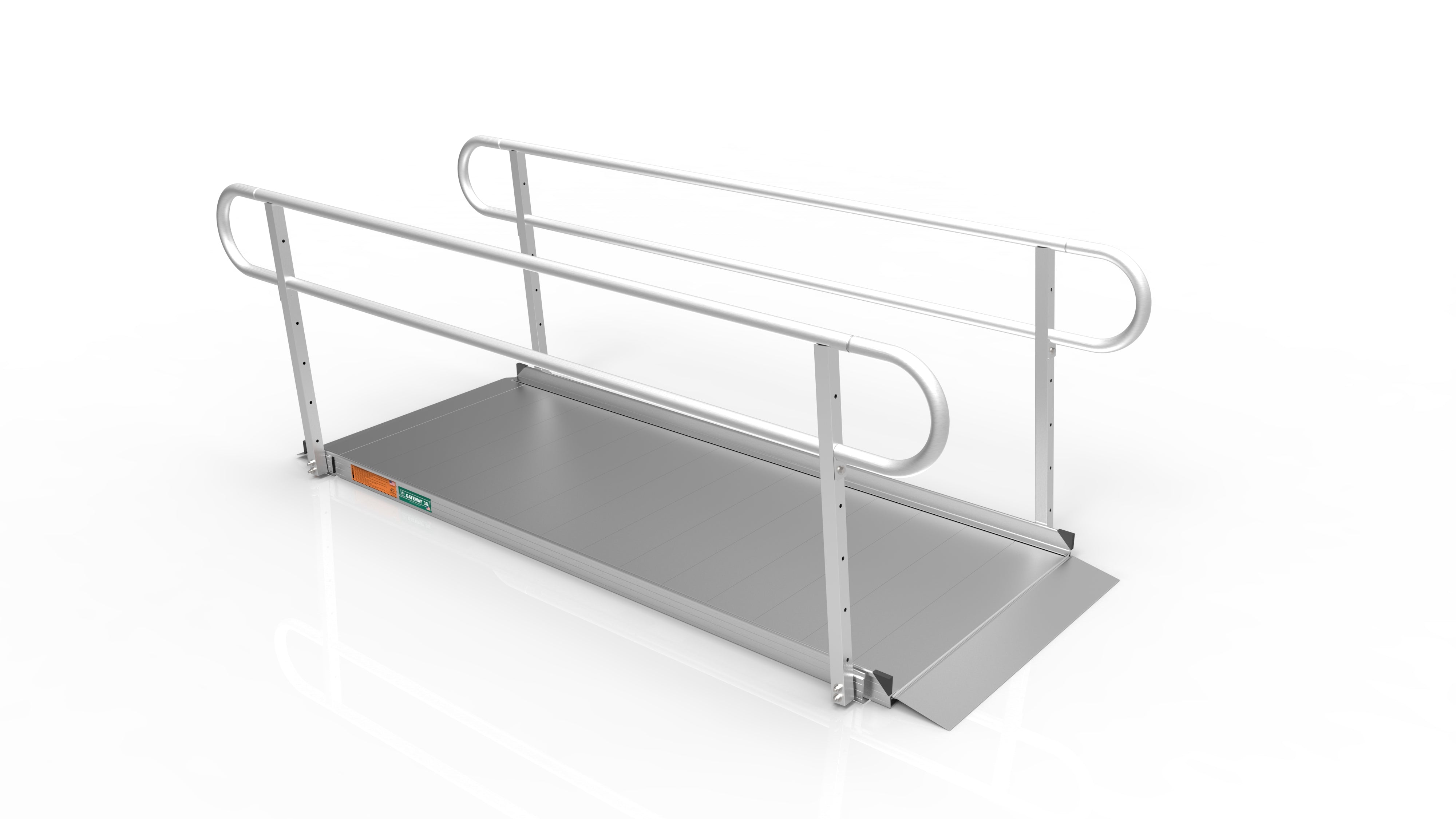 8 Foot RAMP Pristine Aluminum 2 Line Handrail