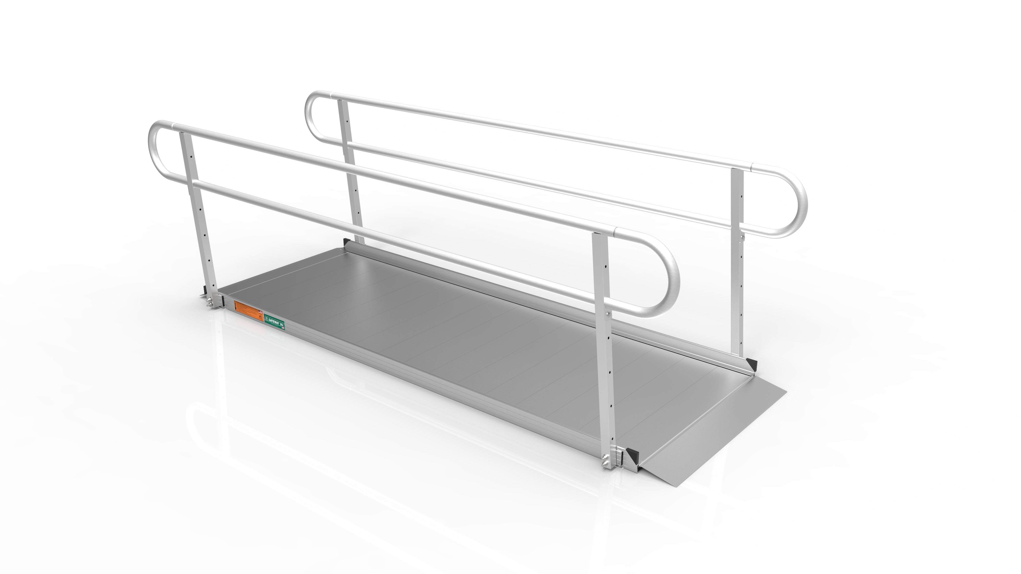 9 Foot RAMP Pristine Aluminum 2 Line Handrail