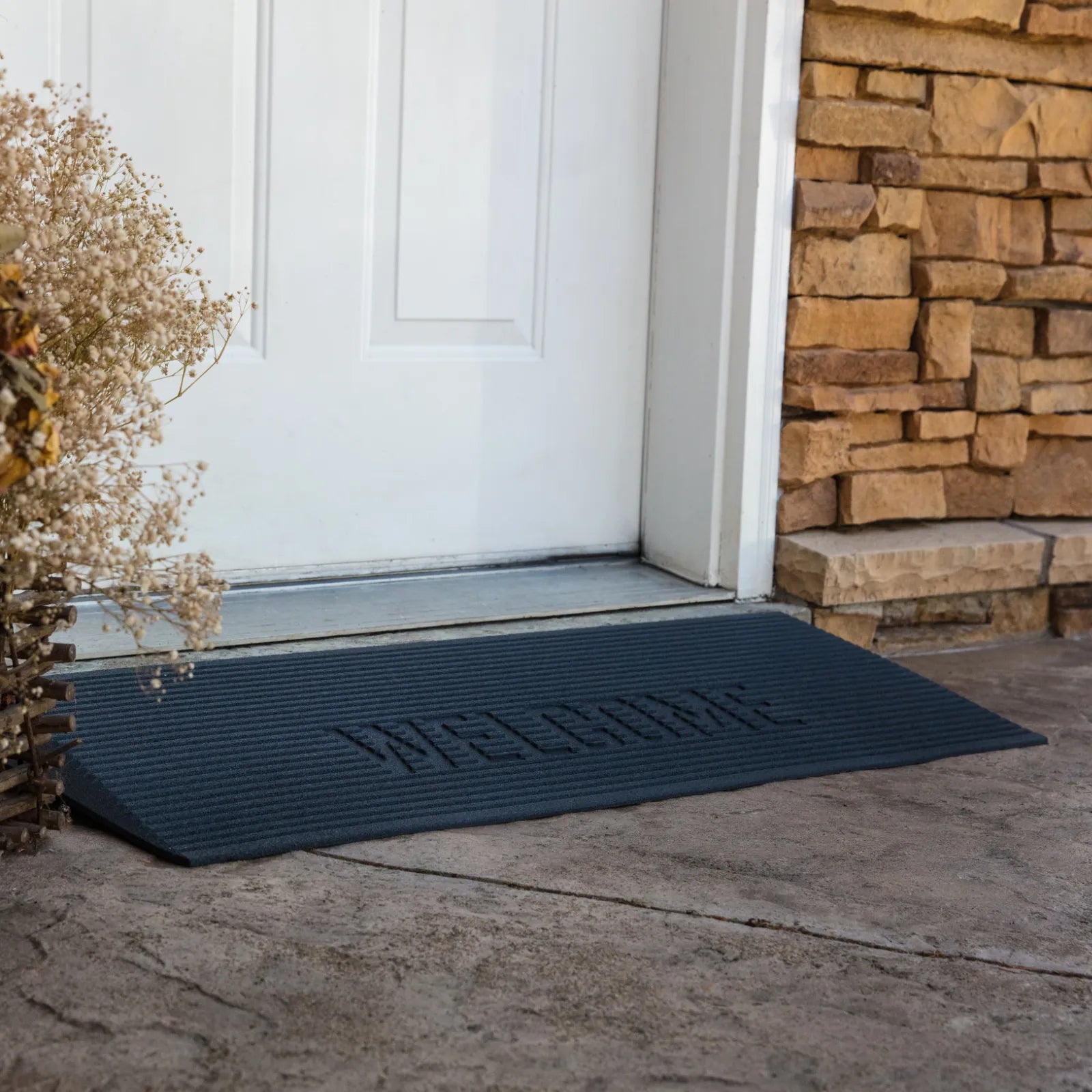 Welcome Entry Mat Grey Stone Home Entrance